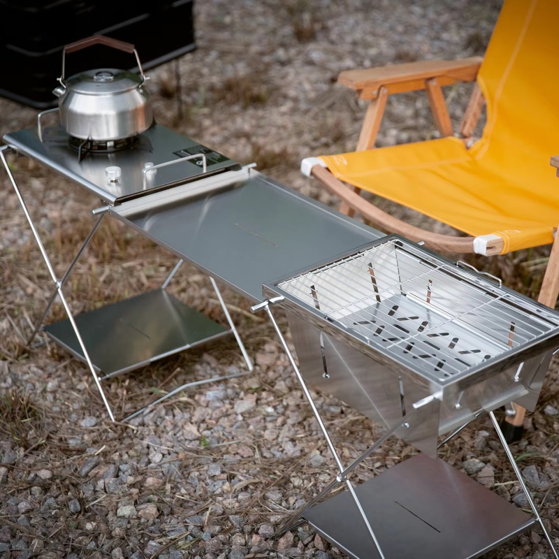 Meja Lipat Baja Tahan Karat Lu - Camping Cooking Table ulasan dan harga